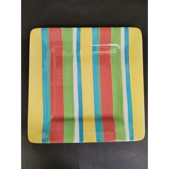 Artimino CIAO II SUMMER STRIPE Square Salad Plates 8pc Lot Serverware NEW w/Tags - Picture 1 of 5